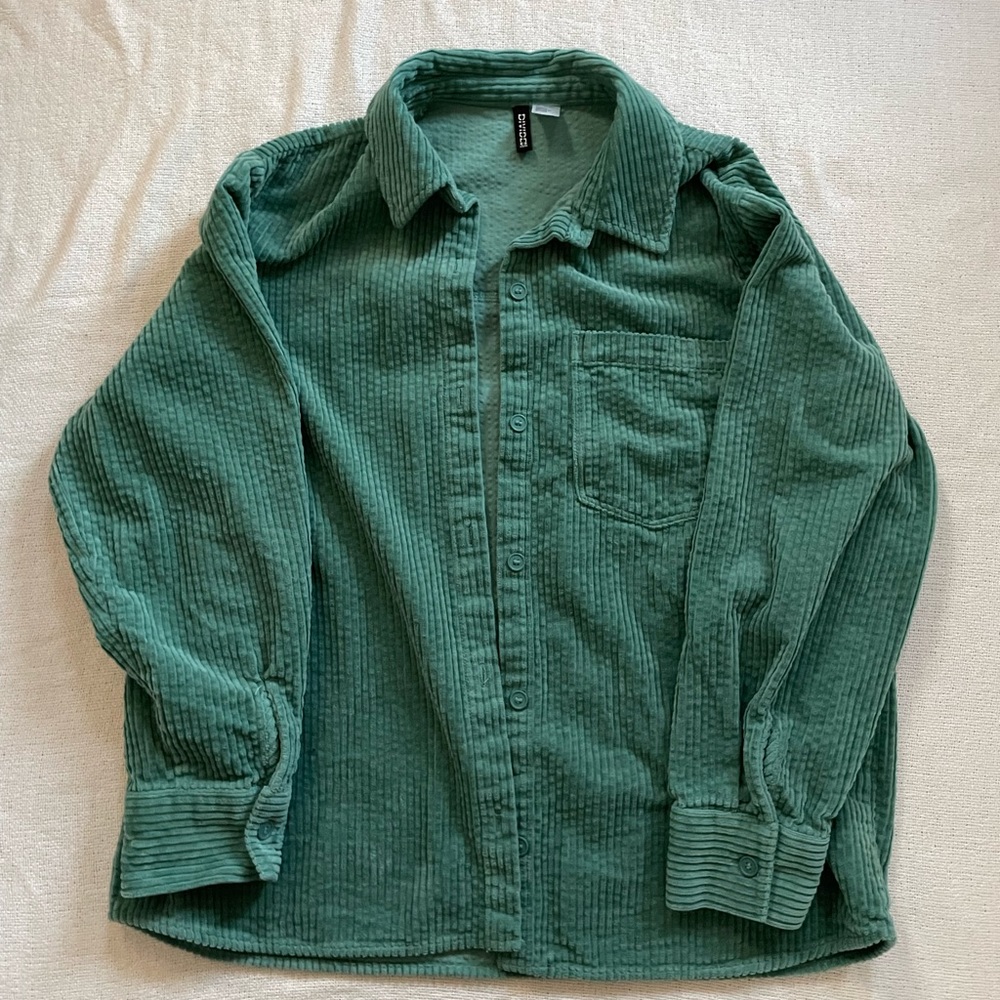 Corduroy Button-Up Shirt - Green
